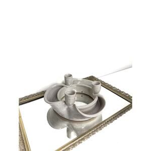 Unique Ceramic Candle Holder Signed Pottery Contemporary Center Piece, 3 candle